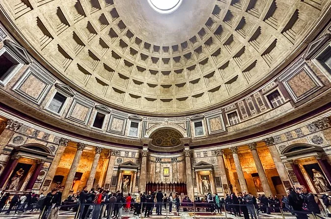 The wide Pantheon interior under the dome